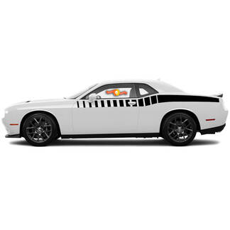 2 Dodge Challenger Strobe Half Length Bodyline Side Stripes Decals For 2015-2018
