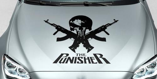 PUNISHER skull & words GUN hood side vinyl decal sticker for car track suv