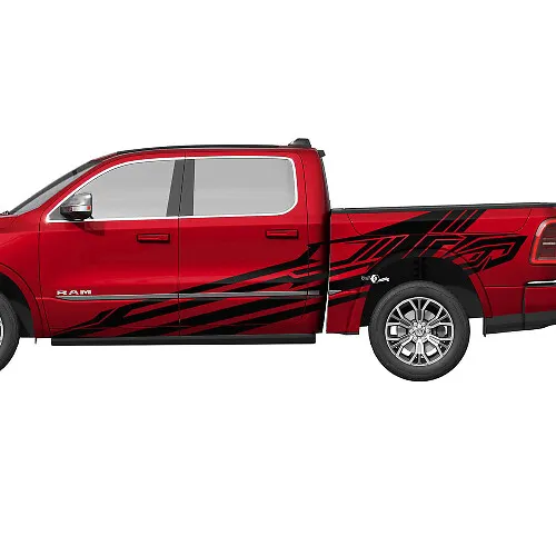Blackout Auto Mods Red Hash Stripe Wheel Decals For RAM Trucks 1500 2500 TRX