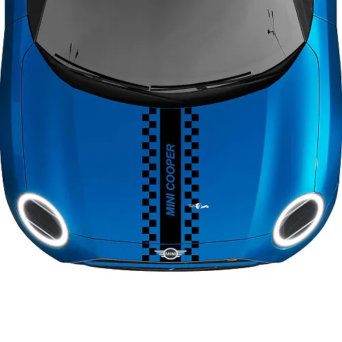 Hood Checkered Racing Stripe Decal for MINI Cooper S