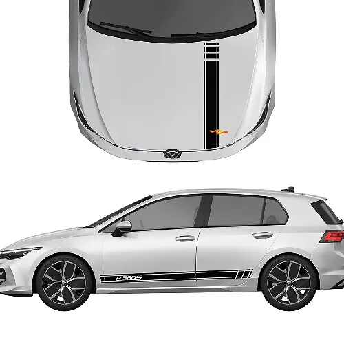 Decal Stripes Side Door and Hood racing design kit For Volkswagen Golf ...