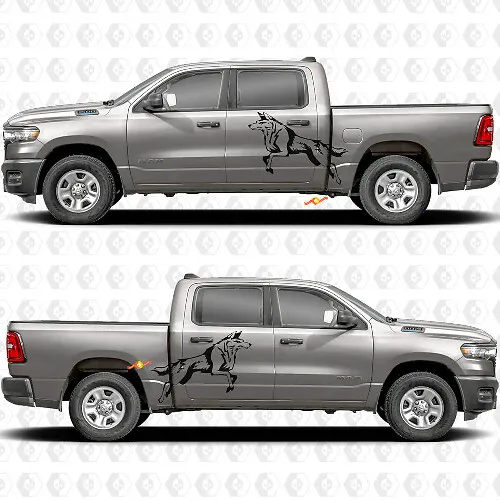 Side Doors Bedside Wolf Splash Vinyl Decals for Trucks
