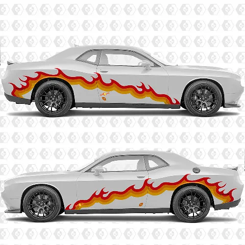 Custom Flame Graphics Side Vinyl Decal Graphic Sticker for Dodge Challenger